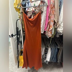 Astr Orange Slip Dress Cowl Neck Sleeveless